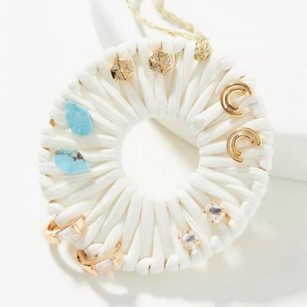 NWT Anthropologie Turquoise & Gold Post Earring Set